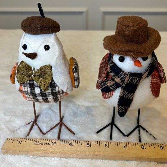 Fall Autumn Fabric Birds Plaid‎ Decor Set of 2 - Picture 9 of 10